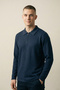 Men's Knitwear Slim Fit Navy Blue Polo Neck T-Shirt - 2