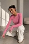 Soft Touch Finger-Loop Long Sleeve Basic Blouse St3439 - 3