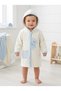 Blue 100% Cotton Patterned 5-Piece Soft Terry Cloth Baby Bathrobe Bath Set 0-2 Years (Bathrobe Bath Towel Washcloth Belt Slippers)