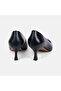 Women's Black Pointed Toe Short Heeled Leather Stiletto - 5