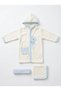 Blue 100% Cotton Patterned 5-Piece Soft Terry Cloth Baby Bathrobe Bath Set 0-2 Years (Bathrobe Bath Towel Washcloth Belt Slippers) - 2