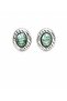 Asel Green Stone Oval Silver Steel Earrings