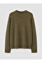 Khaki Crew Neck Oversized Women's Knitwear Sweater