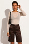Boat Neck Modal Cashmere Blend Long Sleeve Slim Blouse - 4