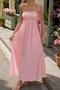Pink- Shoulder-Strap Drawstring Dress - 3