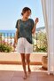 Women's Knitted Short Sleeve Round Neck T-Shirt - 2