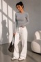 Soft Touch Finger-Loop Long Sleeve Basic Blouse St3439