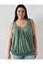 Plus Size Pleated Detailed Sleeveless Blouse Green