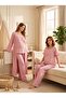 New Season Powder Muslin Fabric Special Design Short Sleeve 100% Cotton Maternity Pajama Set with Breastfeeding Features - 2
