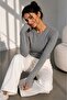 Soft Touch Finger-Loop Long Sleeve Basic Blouse St3439 - 2