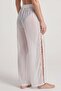 Women's White Pompom Detailed Slit Pants Pareo - 3