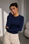 Soft Touch Finger-Loop Long Sleeve Basic Blouse St3439 - 4