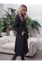 Women's Trendy Below Knee Bondik Water Repellent Fabric Lined Buttoned Belted Trench Coat Black - 4