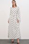 Bdart Floral Patterned Maxi Knit Dress with Bow - 4