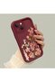 iPhone 14 Compatible Burgundy Background Rose Flower Pattern Soft Silicone Shockproof Case