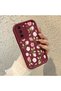 Samsung Galaxy S21 Fe Compatible Soft Silicone Case with Burgundy Background Rose Flower Pattern
