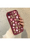 iPhone 7/8/Se 2020 2022 Compatible Soft Silicone Case with Burgundy Background Rose Flower Pattern