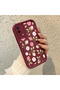 Oppo A55 4g Compatible Burgundy Background Rose Flower Pattern Soft Silicone Shock Resistant Case