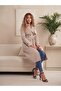 Women's Trendy Below Knee Bondik Water Repellent Fabric Lined Buttoned Belted Trench Coat Beige - 5