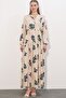 Bdart Ethnic Patterned V-Neck Buttoned Maxi Dress - 4