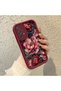 Samsung Galaxy A72 Compatible Stylish Burgundy Frame Nostalgic Peony Pattern Daily Use Protective Case