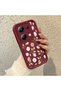 Poco M6 Pro 4g Compatible Bordo Background Rose Flower Pattern Soft Silicone Shock Resistant Case