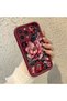 iPhone 16 Pro Compatible Stylish Burgundy Frame Nostalgic Peony Pattern Daily Use Protective Case