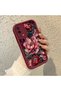 Oppo A55 4g Compatible Stylish Burgundy Frame Nostalgic Peony Pattern Daily Use Protective Case