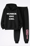 Rose from Blackpink Printed 3-Yarn Quality Sweatshirt and Sweatpants Kids' Top-Bottom Set