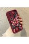 Vivo V50 Compatible Stylish Burgundy Frame Nostalgic Peony Pattern Daily Use Protective Case