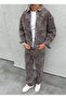 Patterned Brown Denim Set with Mega Pockets - 2