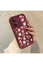 Redmi 15C 4G/5G Compatible Burgundy Background Rose Flower Pattern Soft Silicone Shockproof Case