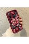 Realme C67 4g Compatible Stylish Burgundy Frame Nostalgic Peony Pattern Daily Use Protective Case