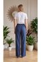 Women's Tencel Fabric Relaxed Fit Wide Leg Pants Elastic Waist Casual - 2