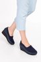 Genuine Leather Wedge Heel Anatomical Sole Casual Shoes Vdt.590 Navy Blue - 4