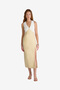 Women's Summer White-Ecru Cooper Linen V-Nck Midi Dress