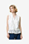 Women's Linen White Vani Cotton Peplum Top - 4