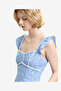 Women's Chambray Blue Tamara Broderie Midi Dress - 5