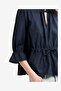 Women's Navy Era Poplin Ruffle Collar Top - 4