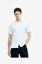 Men's Short Sleeve Textured Button-Through Navy Shirt