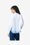 Women's Linen White/Azure Bl Cambria Cotton Floral Hem Shirt - 3