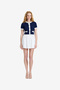 Women's Marine-Summer White Bennet Rib Knit Ss Top - 2