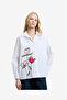 Women's Linen White Multi Cambria Cotton Flower Shirt
