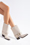Women's Western Cowboy Boots with Pointed Toe and Buckle, Thick Heeled - 2