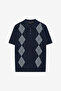 Men's Navy/Grey Ss Diamond Knited Polo T-Shirt - 3