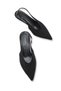 Women's Pointed Toe Open Back Thin Heeled Shoes 0012260 Black Suede - 5