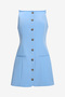 Women's Azra Twill Sleeveless Faux Button Light Blue Mini Dress - 6
