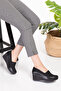 Genuine Leather Wedge Heel Anatomical Sole Casual Shoes Vdt.590 Black - 5