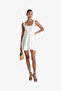 Women's Summer White Struct Taff Tiered Flr Mini Dress - 3