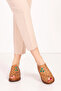 Genuine Leather Flower Detailed Low-Cut Slippers Mlk.5803 Tan - 4